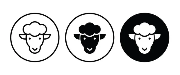 Icône de mouton. Tête d'animal. Bouton icône de la ferme, vecteur, signe, symbole, logo, illustration, trait modifiable, style plat isolé sur blanc — Image vectorielle