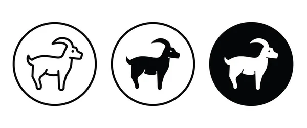 Botón icono de cabra, vector, signo, símbolo, logotipo, ilustración, carrera editable, estilo de diseño plano aislado en blanco, animales de granja rurales — Vector de stock