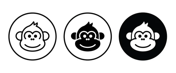 Bouton d'icône de tête de singe mignon, vecteur, signe, symbole, logo, illustration, trait modifiable, style de conception plat isolé sur blanc — Image vectorielle