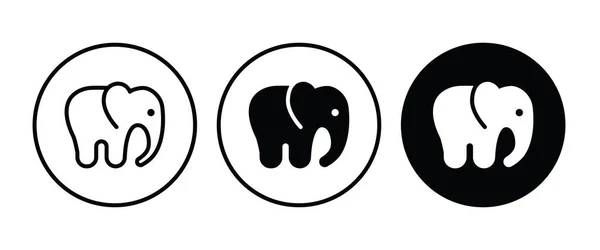 Animal éléphant icône bouton, vecteur, signe, symbole, logo, illustration, touche modifiable, style plat isolé sur blanc — Image vectorielle