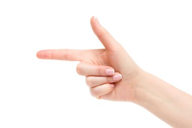 Female index finger on a white background. clipart