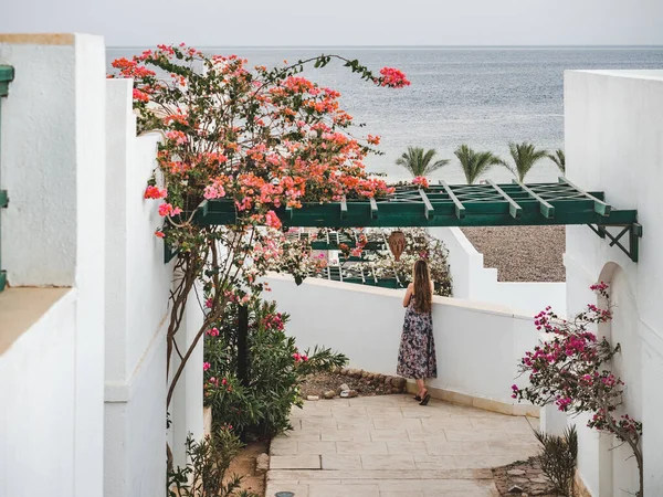 Belle Maison Blanche Sur Fond Mer Gros Plan Vue Latérale Images De Stock Libres De Droits