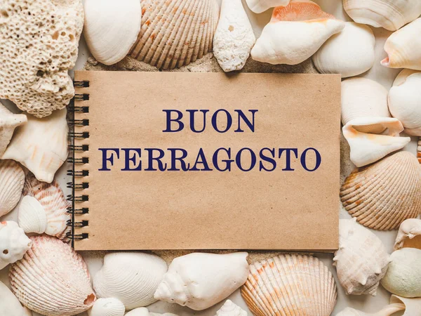 Feliz August Buon Ferragosto Belo Cartão Para Férias Italianas Close — Fotografia de Stock