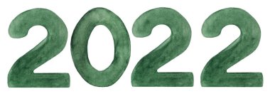 2022 numaranın güzel suluboya çizimi. Tatil için hazırlanıyorum. Yakın plan, insan yok. Sevdikleriniz, akrabalarınız, dostlarınız ve meslektaşlarınız için tebrikler.