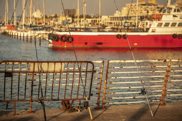 Luogo Pescatori Presso Porto Turistico Nella Città Ashkelon Israele Ottobre — Foto Stock