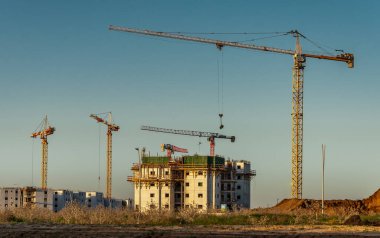 Ashkelon 'da büyük bir yerleşim alanı ve yol inşaatı. İsrail Aralık 2020