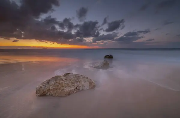 Средиземное Побережье Вечером Закате Ашкелон Израиль — стоковое фото