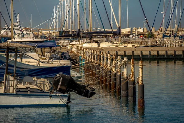 Kilátás Városi Mólóra Egy Napsütéses Napon Favorite Place Fishermen Izrael — Stock Fotó