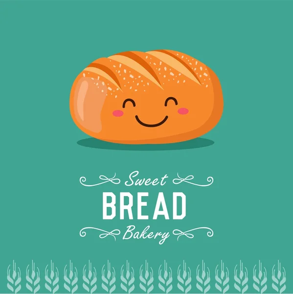 Roliga tecknade bröd. Bageri- och konditorivaror seriefigur. Vektor illustration. — Stock vektor