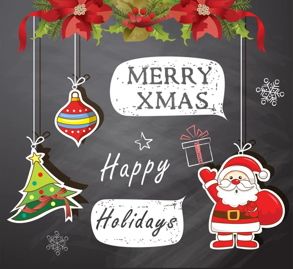 ベクトルとクリスマス チョーク黒板の図面でクリスマスのスクラップ ブック — ストックベクタ