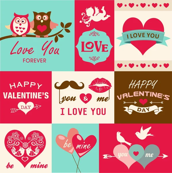 Valentine's day card and design elements — Stock Vector