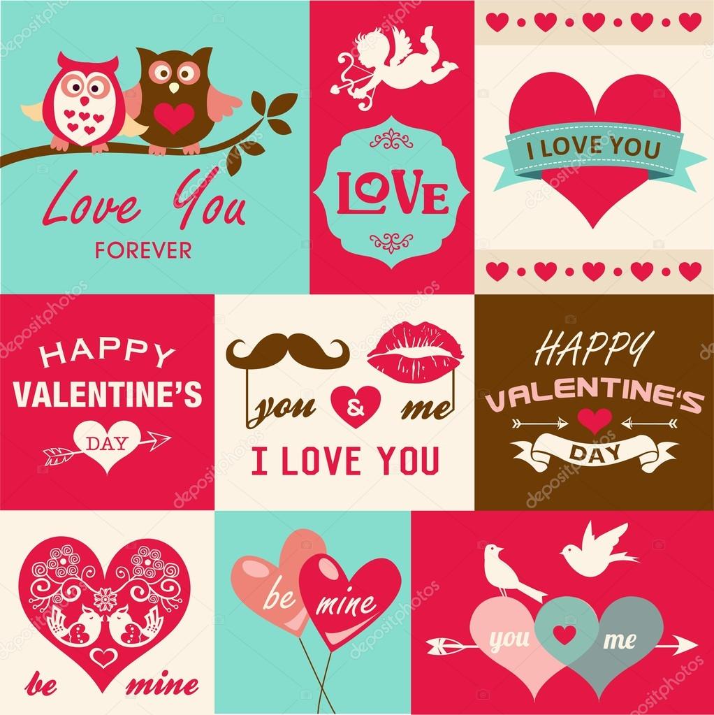 Valentine's day card and design elements