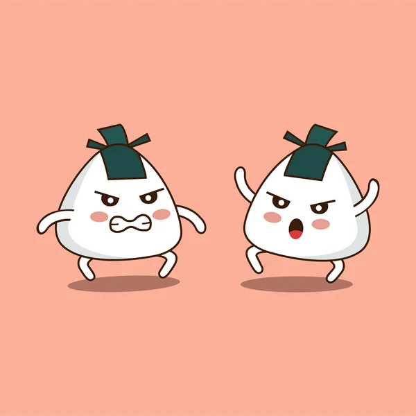 Illustration vectorielle de personnage de dessin animé Sumo Onigiri — Image vectorielle