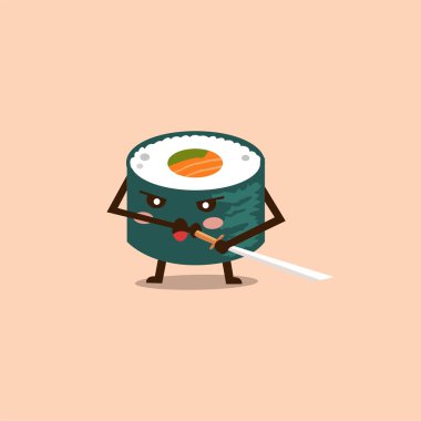Vector sushi cartoon character illustration
