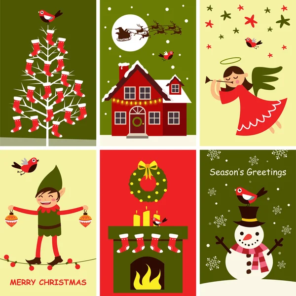 Feliz Navidad tarjeta de felicitación, banner y diseño de póster . — Vector de stock