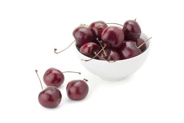 Red cherry in bowl — Stock Photo, Image