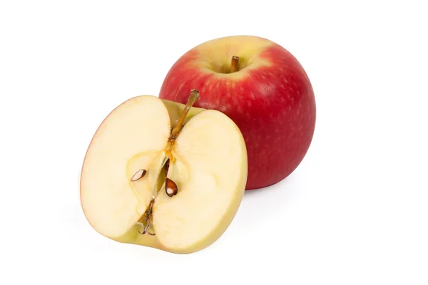 Apples and half apple sliced with path — Stock Photo, Image