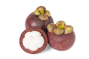 mangosteen izole beyaz zemin üzerine