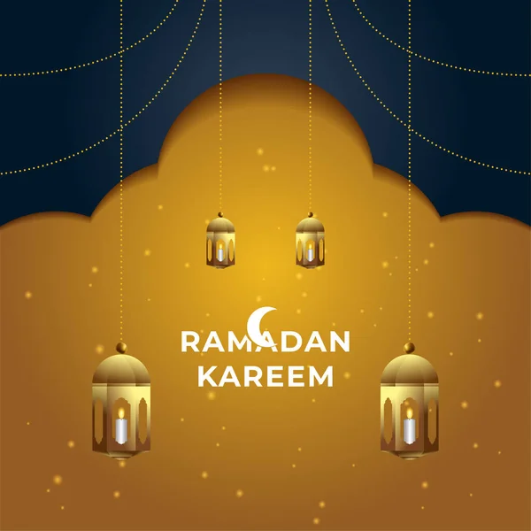 Ramadan Kareem Saudação Cartão Fundo Vetor Ilustração — Vetor de Stock