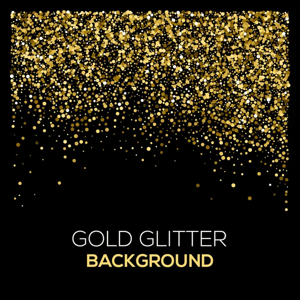 Gouden confetti glitter op zwarte achtergrond. Abstract goud stof glitter achtergrond. Gouden explosie van confetti. Gouden korrelige abstracte achtergrond. — Stockvector