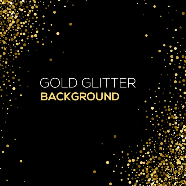 Gouden confetti glitter op zwarte achtergrond. Abstract goud stof glitter achtergrond. Gouden explosie van confetti. Gouden korrelige abstracte achtergrond. — Stockvector