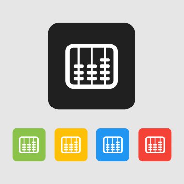 Retro eski abacus simgesi. Malzeme tasarım stili simgesinde renkli abacus.