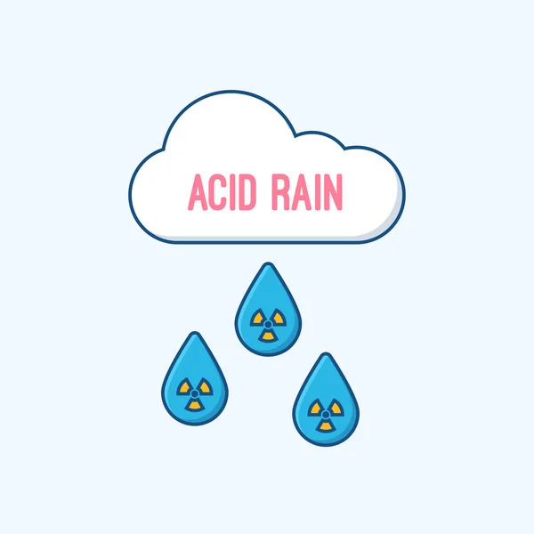 Acid Rain en radioactieve Cloud vector plat concept. Vector illustratie van zure regen en effect van giftige luchtverontreiniging — Stockvector