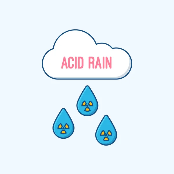 Chuva ácida e conceito plano de vetor de nuvem radioativa. Ilustração vetorial da chuva ácida e efeito da poluição atmosférica tóxica —  Vetores de Stock