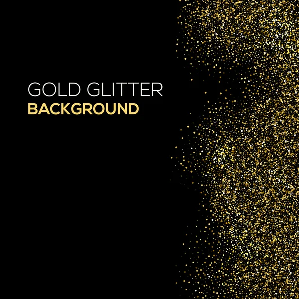 Gouden confetti glitter op zwarte achtergrond. Abstract goud stof glitter achtergrond. Gouden explosie van confetti. Gouden korrelige abstracte achtergrond. — Stockvector