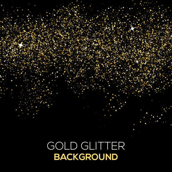 Brilho de confete dourado sobre fundo preto. abstrato ouro poeira brilho fundo . — Vetor de Stock