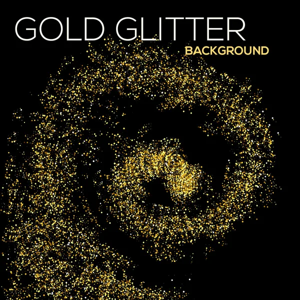 Zlaté konfety se třpytí na černém pozadí. Abstraktní zlatý prach třpytí pozadí. Zlatý výbuch konfet. Zlaté zrnité abstraktní pozadí. — Stockový vektor