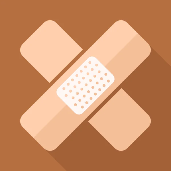 Adhesive plaster vector icon in flat style with long shadow. Adhesive medical bandage icon. — Stock Vector
