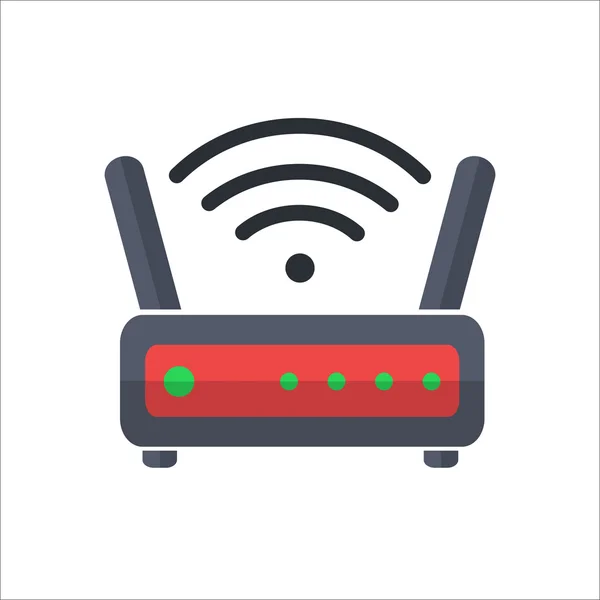 Wi fi router inalámbrico icono web en estilo plano — Vector de stock