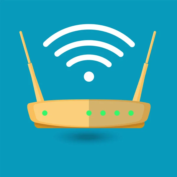 Wi-Fi бездротовий маршрутизатор веб значок у плоскому стилі — стоковий вектор