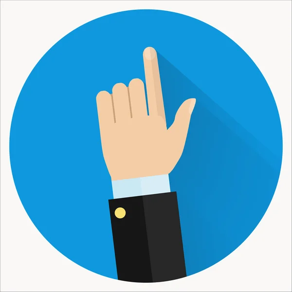 Icône de conseil. Main d'homme d'affaires avec un doigt pointeur. Consultant donnant des conseils. Icône plate . — Image vectorielle