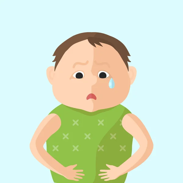 Children have an abdominal pain. Character in Flat style — Stock Vector