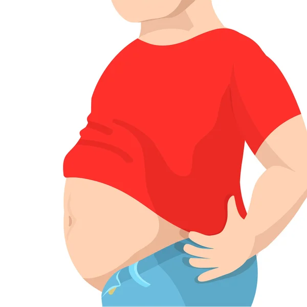 Abdomen gordo, hombre con sobrepeso y vientre grande. Ilustración vectorial — Archivo Imágenes Vectoriales