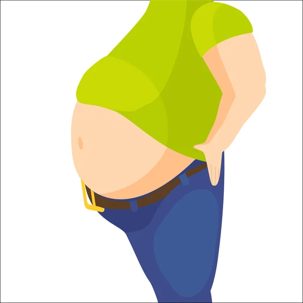 Abdomen fat, overweight man with a big belly. Vector illustration — Stock Vector