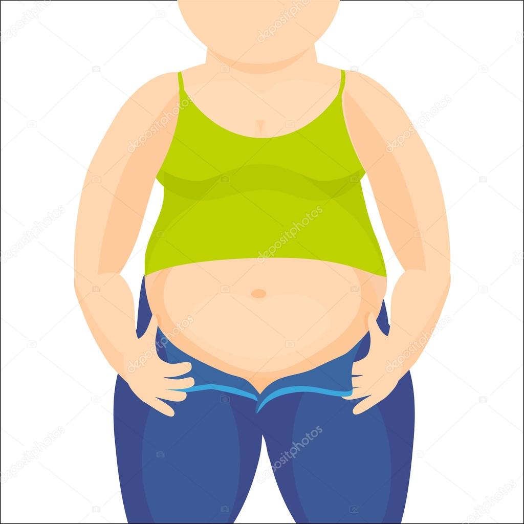 Abdomen Fat Overweight Woman With A Big Belly Vector Illustration