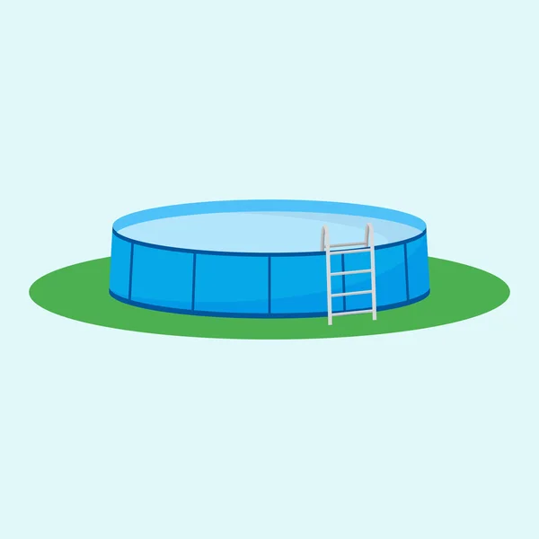 Singola piscina fuori terra sull'erba. Illustrazione vettoriale — Vettoriale Stock