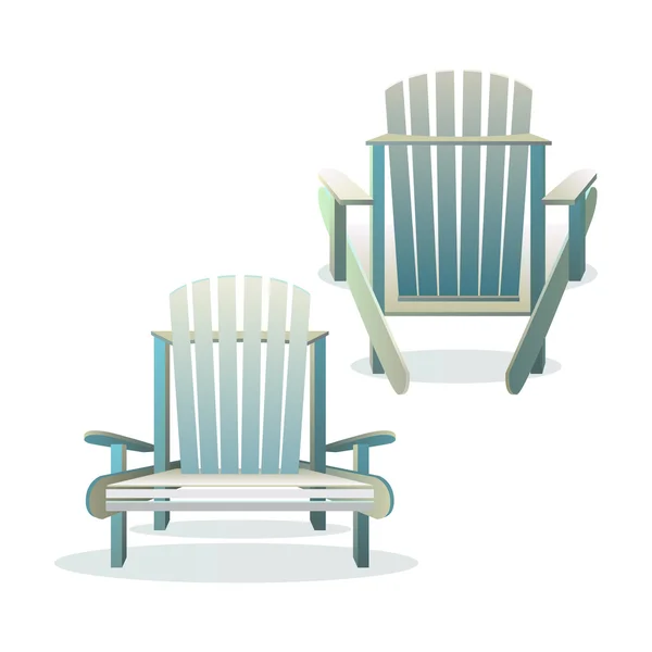 Silla de madera Adirondack delantera y trasera — Vector de stock