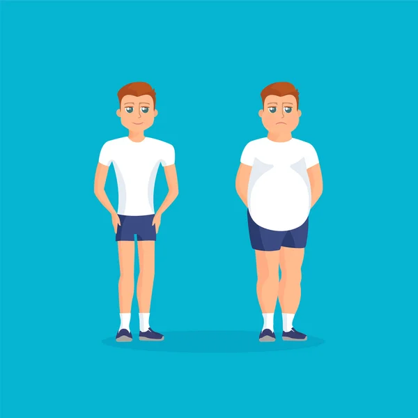 Homem com abdômen gordo e atlético — Vetor de Stock