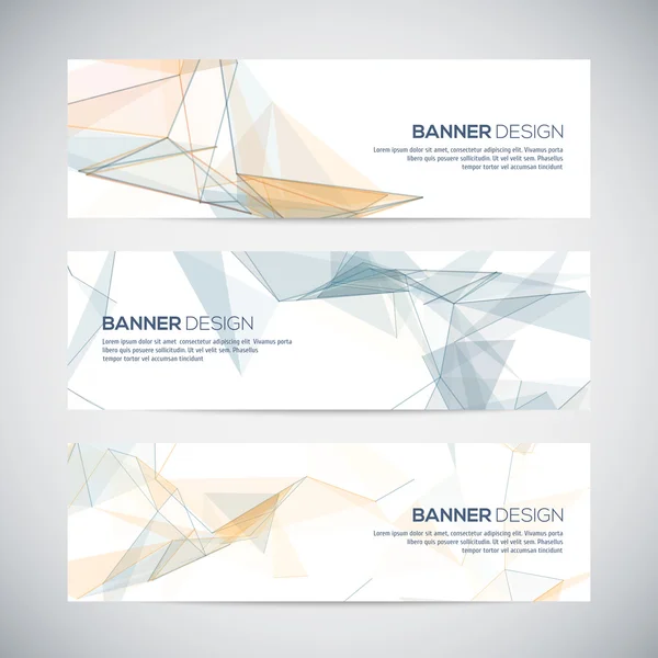 Banners con fondo geométrico triangulado colorido abstracto — Vector de stock