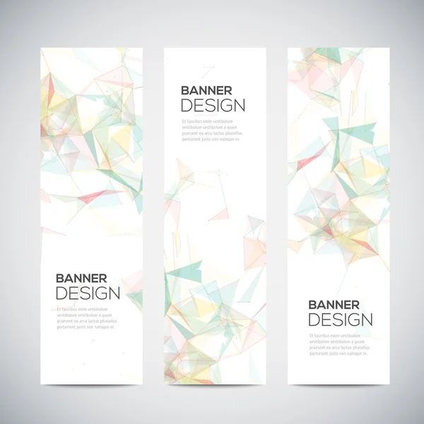 Banners com fundo geométrico triangular colorido abstrato — Vetor de Stock