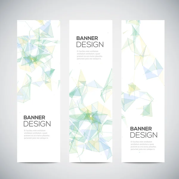 Banners met abstract kleurrijke geometrische achtergrond triangulated — Stockvector