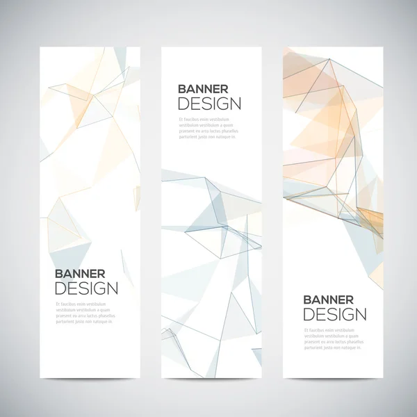 Banners com fundo geométrico triangular colorido abstrato — Vetor de Stock