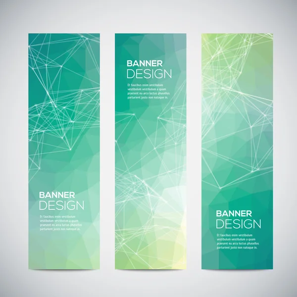 Banners met abstract kleurrijke geometrische achtergrond triangulated — Stockvector