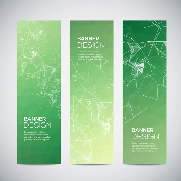 Banners con fondo geométrico triangulado colorido abstracto — Vector de stock