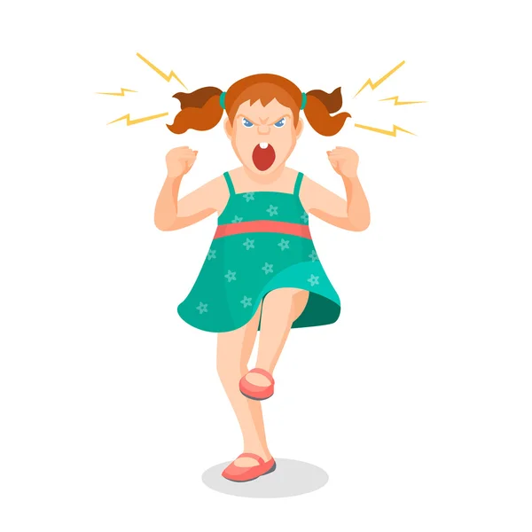 La fille pleine de colère crie quelque chose avec agressivité — Image vectorielle