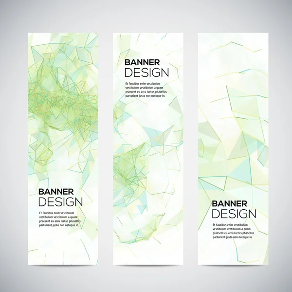 Banners met abstract kleurrijk triangulated bekleed geometrische achtergrond — Stockvector